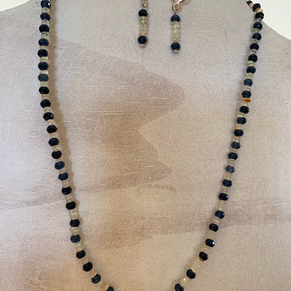 Kyanite And Fire Opals Necklace & earrings - Picture 6 of 8